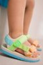 Blue/Green Bright Stripe Standard Fit (F) Touch Fastening Adjustable Strap Tape Trekker Sandals - Image 1 of 1