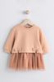Tan Brown Twofer Mesh Baby Dress (0mths-2yrs) - Image 1 of 1