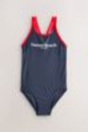 Navy Slogan Double Strap Swimsuit (3-16yrs) - Image 1 of 1