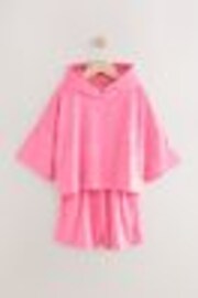 Pink Flower Towelling Beach Co-Ord Hoodie And Shorts Set (3-16yrs) - Image 1 of 1