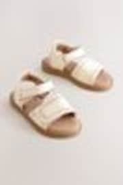 White Leather Brogue Touch Fastening Sandals - Image 1 of 1