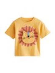 Mustard Yellow Short Sleeve Interactive Appliqué T-Shirt (3mths-7yrs) - Image 1 of 1