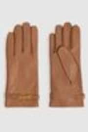 Reiss Camel Harriet Leather Hardware-Embellished Gloves - Image 1 of 1