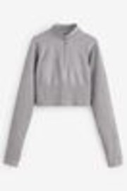 self. Grey Quarter Zip Seamfree Crop Top - Image 1 of 1