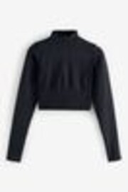 self. Black Quarter Zip Seamfree Crop Top - Image 1 of 1