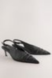 Black Standard Fit Forever Comfort® Point Toe Ruched Slingback Heels - Image 1 of 1