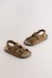 Tan Brown Wide Fit (G) Double Buckle Cushioned Footbed Sandals - Image 1 of 1