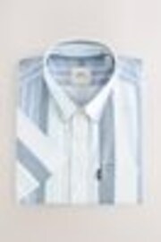 Light Blue/Denim Blue Short Sleeve With Button Down Collar Stripe Easy Iron Oxford Shirt - Image 1 of 1