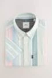 Blue/Pink/Green Pastel Short Sleeve With Button Down Collar Stripe Easy Iron Oxford Shirt - Image 1 of 1