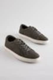 Khaki Green Leather Trainers - Image 1 of 1