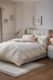 Natural/Green Floral 100% Cotton Jacquard Duvet Cover and Pillowcase Set - Image 1 of 1