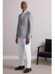 Light Grey Slim Fit Nova Fides Italian Fabric Textured Cotton Blend Blazer - Image 1 of 1