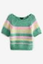 Green Stripe Striped Chunky Short Sleeve Knitted Top - Image 1 of 1