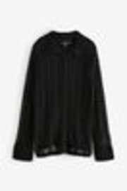 Black Stitch Long Sleeve Button Up Top - Image 1 of 1
