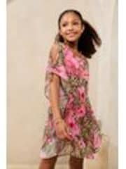 Lipsy Brown Leopard Floral Printed Kaftan (5-16yrs) - Image 1 of 1