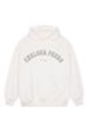 أبيض - Chelsea Peers Cotton Embroidered Logo Hoodie - صورة 1 من 1