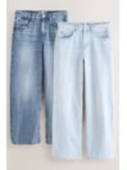 White/Blue Wide Leg 100% Cotton Jeans 2 Pack - Image 1 of 1