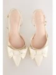Gold Forever Comfort® Point Toe Bow Slingback Heels - Image 1 of 1