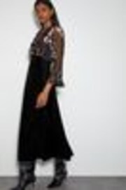 Monsoon Black Ariella Floral Devore Velvet Midi Dress - Image 1 of 1
