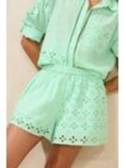 Lipsy Green 100% Cotton Broderie Beach Shorts - Image 1 of 1