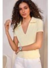 Buttermilk Yellow Short Sleeve Polo Top - Image 1 of 1