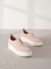 Rose Pink Slip On Signature Forever Comfort® Leather Chunky Wedge Platform Trainers - Image 1 of 1