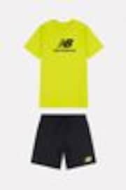New Balance Yellow Kids The System Graphic 100% Cotton T-Shirt And Shorts Set - Image 1 of 1