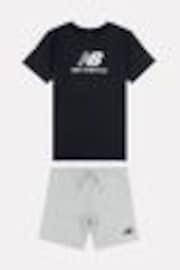 New Balance Black Kids The System Graphic 100% Cotton T-Shirt And Shorts Set - Image 1 of 1