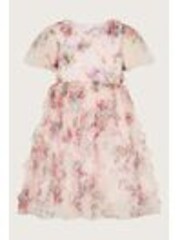 Monsoon Pink Roma Floral Print Ruffle Dress - Image 1 of 1