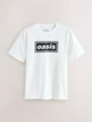 Белый/черный - Oasis Graphic Band 100% Cotton T-Shirt - Image 1 of 1