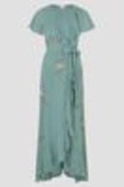 Monsoon Green Ausha Floral Embellished Maxi Wrap Dress - Image 1 of 1