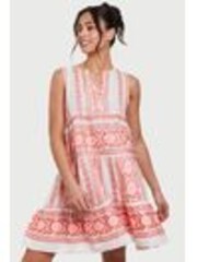 Rosa - South Beach Jacquard Sleeveless Tiered 100% Cotton Mini Dress - Imagen 1 de 1