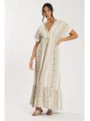 South Beach Cream Jacquard V-Neck Maxi Dress - Image 1 of 1