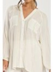 South Beach Metallic Stripe Balloon Sleeve Beach Shirt - Image 1 of 1
