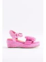 River Island Pink Girls Raffia Pom Wedges - Image 1 of 1