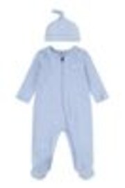 Levi's® Blue Baby 100%  Cotton Sleepsuit and Hat Set - Image 1 of 1