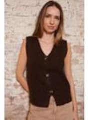 Threadbare Chocolate Brown Knitted Waistcoat - Image 1 of 1