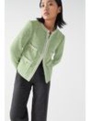 LK Bennett Green Petite Charlie Treetop & Birch Cotton Blend Tweed And Trim Jacket - Image 1 of 1