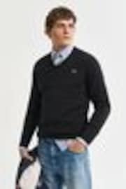 GANT Black Classic 100% Cotton V-Neck Jumper - Image 1 of 1