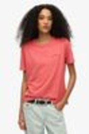 Superdry Red 100% Cotton Essential Logo Washed T-Shirt - Image 1 of 1