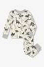 Hatley Cream Dino Extinction Stretch Cotton Pyjamas Set - Image 1 of 1