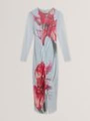Ted Baker Blue Boxnine-Mesh Gathered Detail Midi Dress - Image 1 of 1