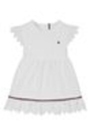 Tommy Hilfiger White Broderie Anglaise Short Sleeve Dress - Image 1 of 1