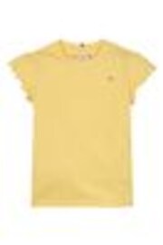 Tommy Hilfiger Yellow Slim Ruffle Short Sleeve Top - Image 1 of 1