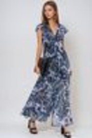 Religion Blue Indium Maxi Dress With Button Thru Detail And Cap Sleeves - Image 1 of 1