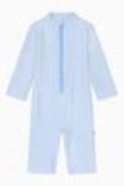 MORI Blue Seersucker Sun Safe Zip Up Swimsuit UPF 50+ - Image 1 of 1
