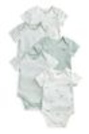 Mamas & Papas Blue 100% Cotton Whale Short Sleeve Bodysuits 5 Pack - Image 1 of 1