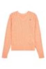 Naranja - U.S. Polo Assn. Womens V-Neck Cable Knit Jumper - Imagen 1 de 1
