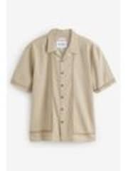 Threadbare Natural Relaxed Fit Linen Blend Lace Trim Shirt - Image 1 of 1