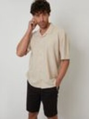 Threadbare Natural Textured Revere Collar Short Sleeve Shirt - Image 1 of 1